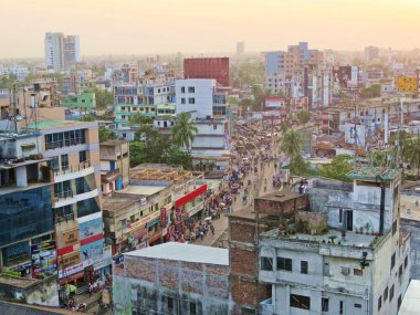 akşam: Khulna aka Gate manzarası üzerinden Sunderbans, Bangladeş