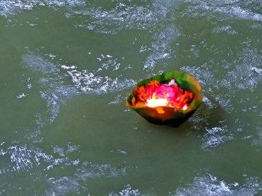 holy Ganga Aarti performed at the bank of Ganges River in Haridwar, India clipart