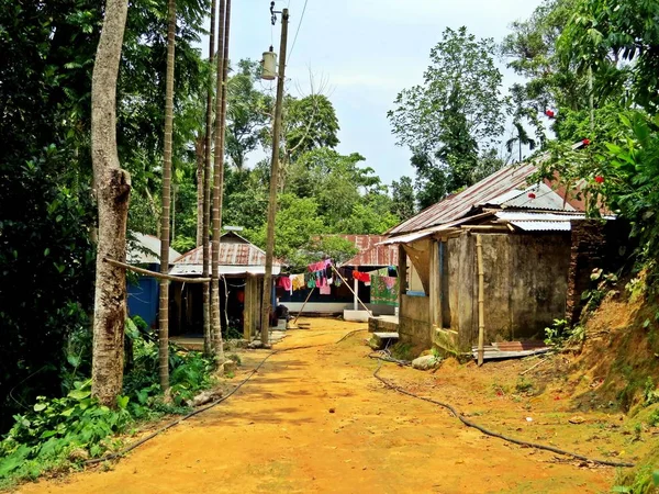 Caminho Lama Que Leva Assentamento Rural Zona Rural Perto Srimangal — Fotografia de Stock