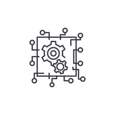 Yapay zeka sistemi doğrusal simgesi kavramı. Yapay zeka sistemi satırına işaret, sembol, illüstrasyon vektör.