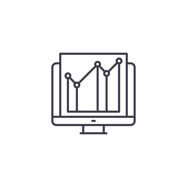 Analytical computer data linear icon concept. Analytical computer data line vector sign, symbol, illustration. — Stock Vector