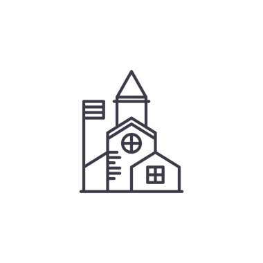 Eğitim okul doğrusal simgesi kavramı. Eğitim okul çizgi vektör işaret, sembol, illüstrasyon.