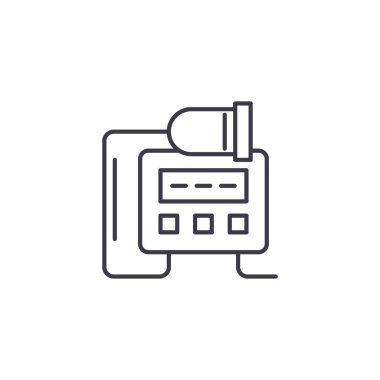 Elektrik malzemesi doğrusal simgesi kavramı. Elektrik malzemesi çizgi vektör işaret, sembol, illüstrasyon.