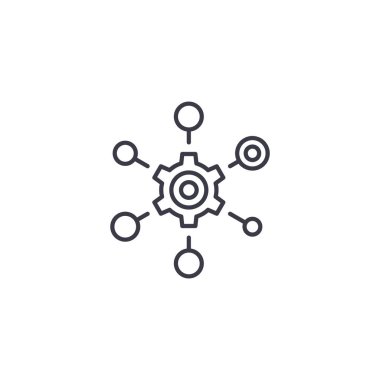 Strateji doğrusal simgesi kavramı unsuru. Öğe strateji çizgi vektör işaret, sembol, şekil.