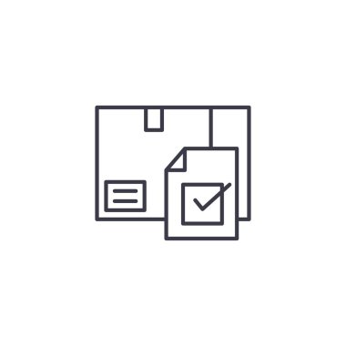 Bitmiş ürün doğrusal simgesi kavramı. Bitmiş ürün satırı vektör işaret, sembol, şekil.