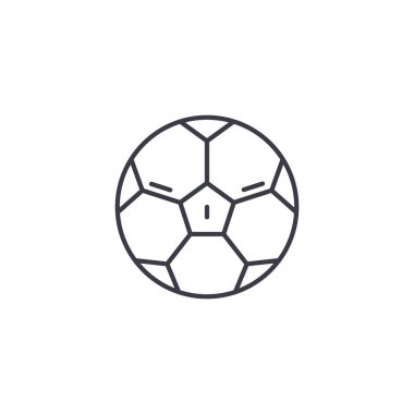Futbol doğrusal simgesi kavramı. Futbol çizgi vektör işaret, sembol, illüstrasyon.