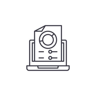 Oluşturulan rapor doğrusal simgesi kavramı. Oluşturulan rapor çizgi vektör işaret, sembol, illüstrasyon.