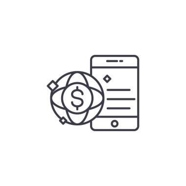 Doğrusal simgesi kavramı küresel ticaret. Küresel ticaret çizgi vektör işaret, sembol, illüstrasyon.