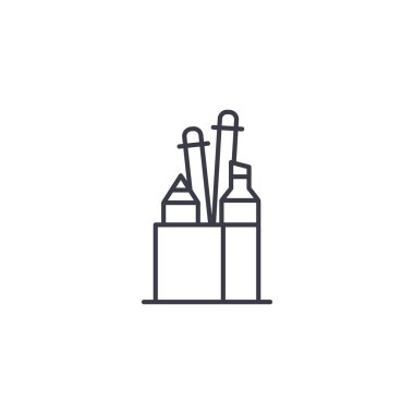 Grafik yazılımı doğrusal simgesi kavramı. Grafik yazılımı çizgi vektör işaret, sembol, illüstrasyon.