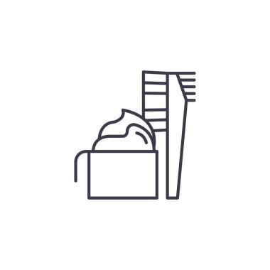 Saç boyası doğrusal simgesi kavramı. Saç boyası çizgi vektör işaret, sembol, şekil.