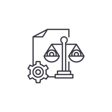 İnsan kaynakları kurumsal karne doğrusal simgesi kavramı. İK dengeli karne çizgi vektör işaret, sembol, illüstrasyon.