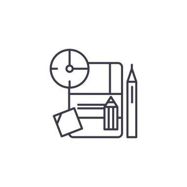 Uygulama planı doğrusal simgesi kavramı. Uygulama planı çizgi vektör işaret, sembol, şekil.