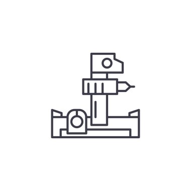 Endüstriyel aleti doğrusal simgesi kavramı. Endüstriyel aleti çizgi vektör işaret, sembol, illüstrasyon.
