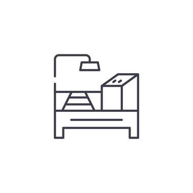 Sanayi iş doğrusal simgesi kavramı. Sanayi iş çizgi vektör işaret, sembol, şekil.