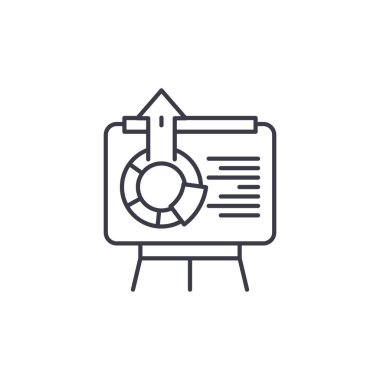 İnteraktif sunum doğrusal simgesi kavramı. İnteraktif sunum çizgi vektör işaret, sembol, illüstrasyon.