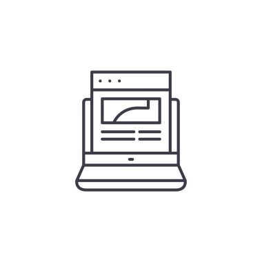 Internet tarayıcı doğrusal simgesi kavramı. Internet tarayıcı çizgi vektör işaret, sembol, illüstrasyon.