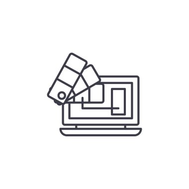 Temel unsuru doğrusal simgesi kavramı. Anahtar öğeleri satır vektör işaret, sembol, illüstrasyon.