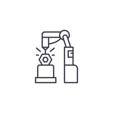 Üretim doğrusal simgesi kavramı. Üretim satırı vektör işaret, sembol, illüstrasyon.