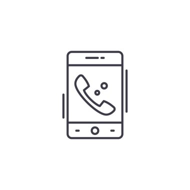 Cep telefonu doğrusal simgesi kavramı. Cep telefonu hattı vektör işaret, sembol, şekil.