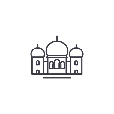 Cami doğrusal simgesi kavramı. Cami çizgi vektör işaret, sembol, illüstrasyon.