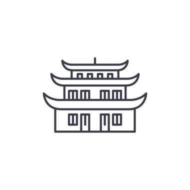 Pagoda doğrusal simgesi kavramı. Pagoda çizgi vektör işaret, sembol, illüstrasyon.