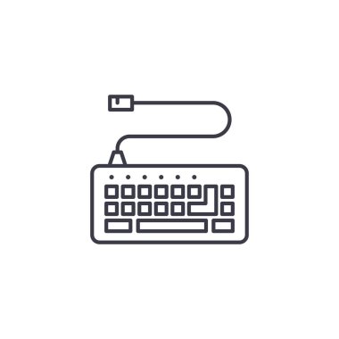 PC klavye doğrusal simgesi kavramı. PC klavye çizgi vektör işaret, sembol, şekil.