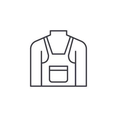 Önlük doğrusal simgesi kavramı. Önlük çizgi vektör işaret, sembol, illüstrasyon.