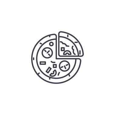 Pizza doğrusal simgesi kavramı. Pizza çizgi vektör işaret, sembol, illüstrasyon.