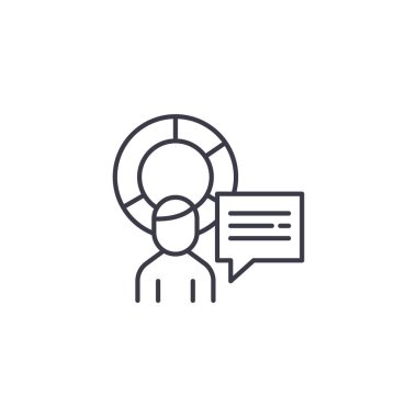 Sunu doğrusal simgesi kavramı. Sunu çizgi vektör işaret, sembol, illüstrasyon.