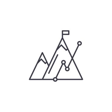 Hedef doğrusal simgesi kavramı doğru ilerleme. Gol çizgisini vektör işaret, sembol, şekil doğru ilerleme.