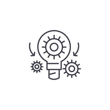 Proje hazırlama doğrusal simgesi kavramı. Proje hazırlama çizgi vektör işaret, sembol, şekil.