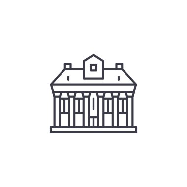 Kamu binası doğrusal simgesi kavramı. Kamu bina çizgi vektör işaret, sembol, şekil.
