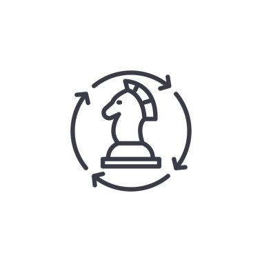 Düzenli strateji doğrusal simgesi kavramı. Düzenli strateji çizgi vektör işaret, sembol, illüstrasyon.