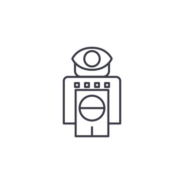 Robot sensörleri doğrusal simgesi konsepti ile. Robot sensörleri çizgi vektör işaret, sembol, şekil.