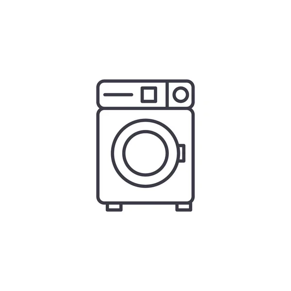 Hem tvättmaskin ikon, vektorillustration. Hem tvättmaskin linjära koncept tecken. — Stock vektor