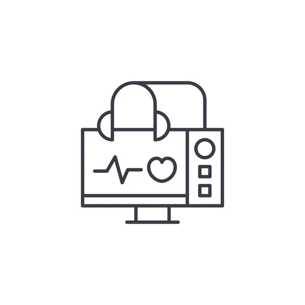 Echocardiogram 심장 선형 아이콘 개념의. Echocardiogram 심장 라인 벡터 기호, 상징, 그림의. — 스톡 벡터