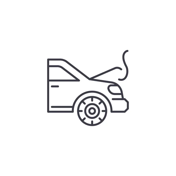 Concept d'icône linéaire surchauffe moteur. Ligne de surchauffe du moteur signe vectoriel, symbole, illustration . — Image vectorielle