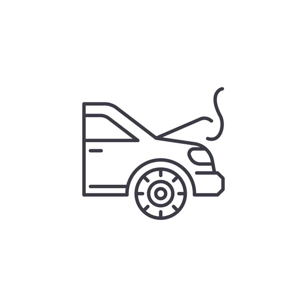 Motor aşırı ısınma doğrusal simgesi kavramı. Motor aşırı ısınma çizgi vektör işaret, sembol, şekil.