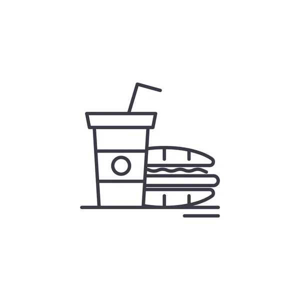 Fast food linjär ikon konceptet. Fast food linje vector tecken, symbolen, illustration. — Stock vektor