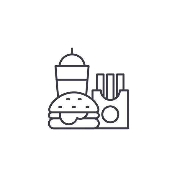 Fastfood symbool lineaire pictogram concept. Fastfood symbool lijn vector teken, symbool, afbeelding. — Stockvector