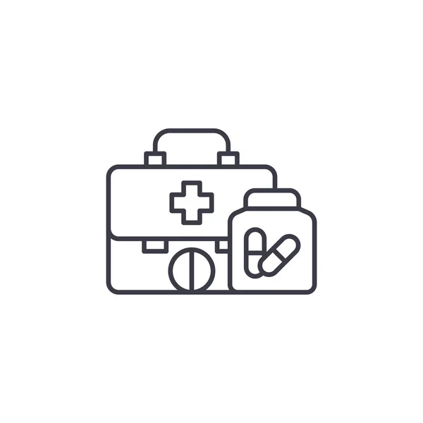 First aid kit symbol linear icon concept. First aid kit symbol line vector sign, symbol, illustration. — Stock Vector