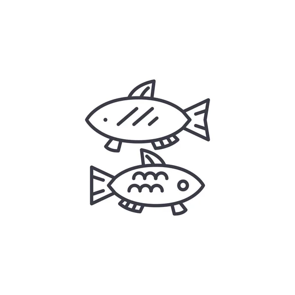 Ryby żywności liniowe ikona koncepcja. Fish food line wektor znak, symbol, ilustracja. — Wektor stockowy