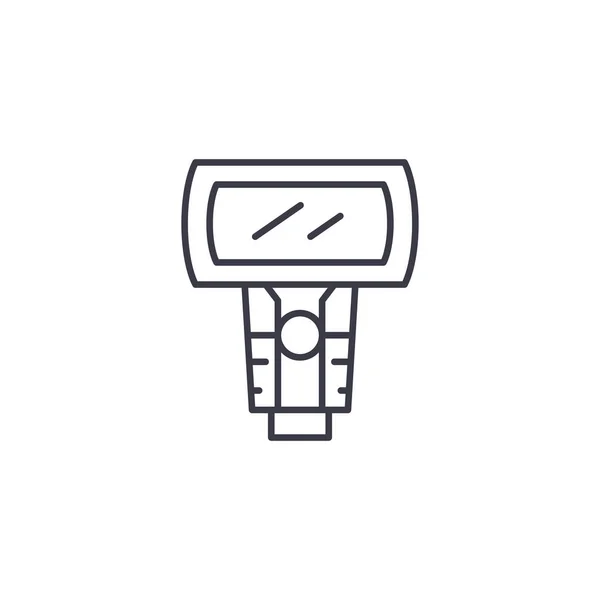 Flash lâmpada conceito ícone linear. Sinal de vetor de linha de lâmpada flash, símbolo, ilustração . —  Vetores de Stock