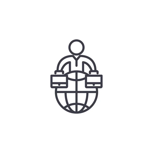 Concepto de icono lineal de organización empresarial global. Vector de línea de organización de negocio global signo, símbolo, ilustración . — Archivo Imágenes Vectoriales