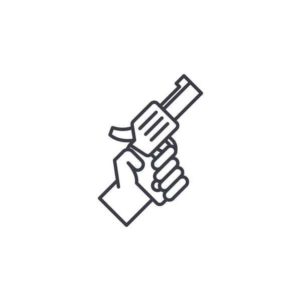 Gun linjär ikon konceptet. Pistol linje vector tecken, symbolen, illustration. — Stock vektor