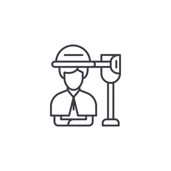 Asciugacapelli concetto icona lineare salone. Asciugacapelli linea vettoriale segno, simbolo, illustrazione . — Vettoriale Stock