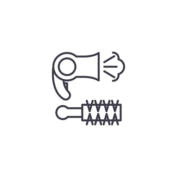 Outils de sèche-cheveux icône linéaire concept. Sèche-cheveux ligne d'outils signe vectoriel, symbole, illustration . — Image vectorielle