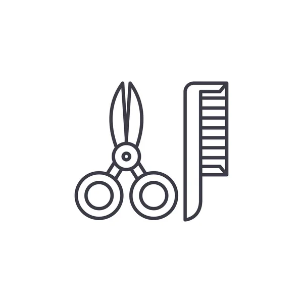 Friseurwerkzeuge lineares Icon-Konzept. Friseurwerkzeuge Linie Vektorzeichen, Symbol, Illustration. — Stockvektor