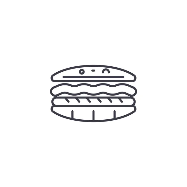 Hamburger lineares Icon-Konzept. Hamburger Linienvektorzeichen, Symbol, Illustration. — Stockvektor