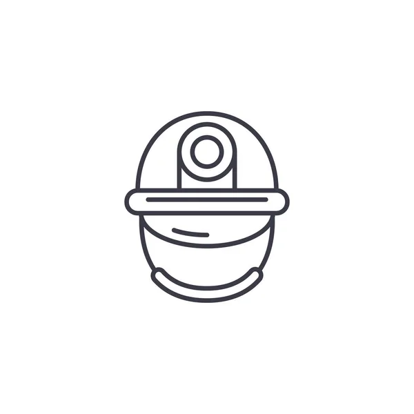 Conceito de ícone linear capacete. Linha capacete vetor sinal, símbolo, ilustração . —  Vetores de Stock